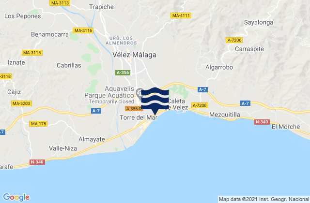 Mapa de mareas Viñuela, Spain