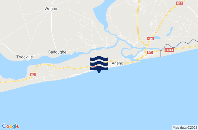 Mapa de mareas Vogan, Togo