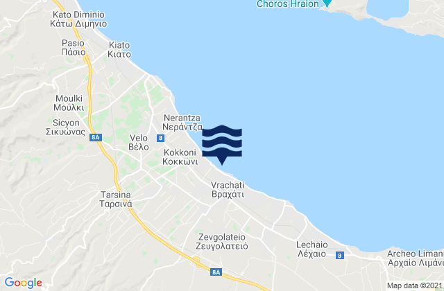 Mapa de mareas Vokhaïkó, Greece