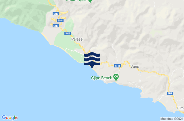 Mapa de mareas Vranisht, Albania