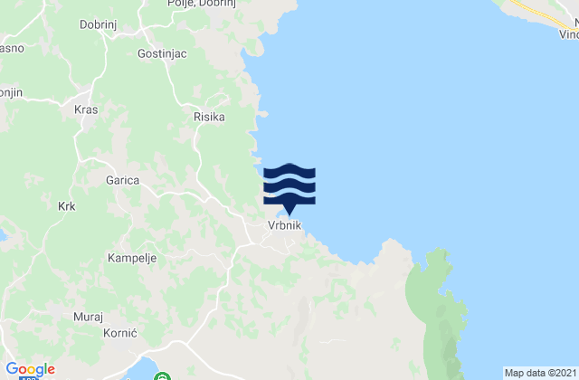 Mapa de mareas Vrbnik, Croatia