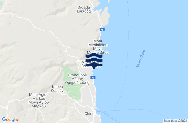 Mapa de mareas Vrontádos, Greece