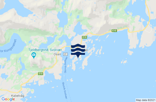 Mapa de mareas Vågan, Norway