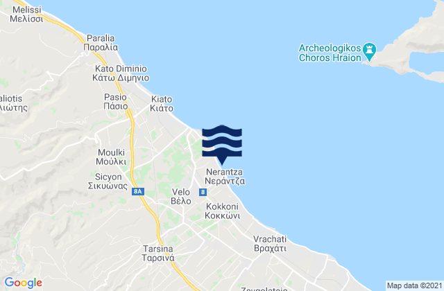Mapa de mareas Vélo, Greece