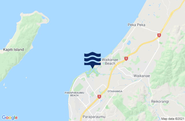 Mapa de mareas Waikanae Beach, New Zealand