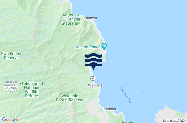 Mapa de mareas Waikane Kaneohe Bay, United States
