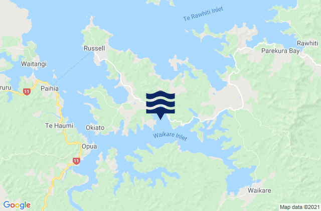 Mapa de mareas Waikare Inlet, New Zealand