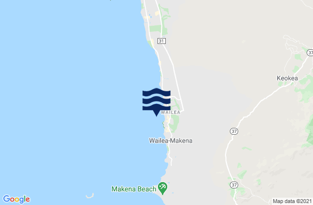 Mapa de mareas Wailea Beach, United States