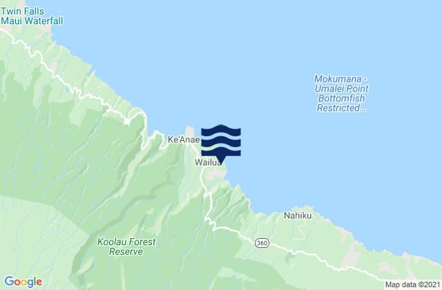 Mapa de mareas Wailua, United States