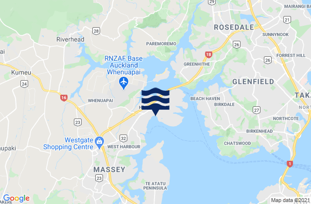 Mapa de mareas Waitemata Harbour, New Zealand