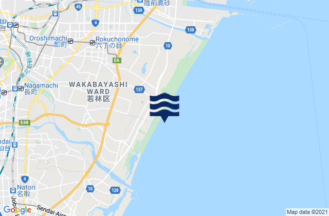 Mapa de mareas Wakabayashi-ku, Japan