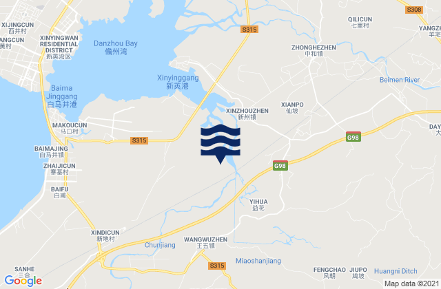 Mapa de mareas Wangwu, China