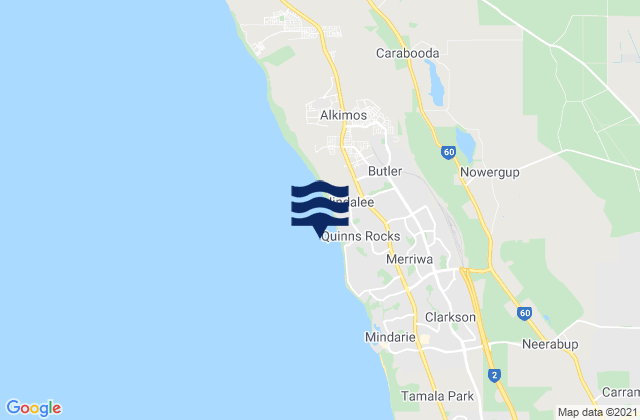 Mapa de mareas Wanneroo, Australia