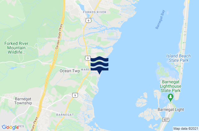Mapa de mareas Waretown, United States