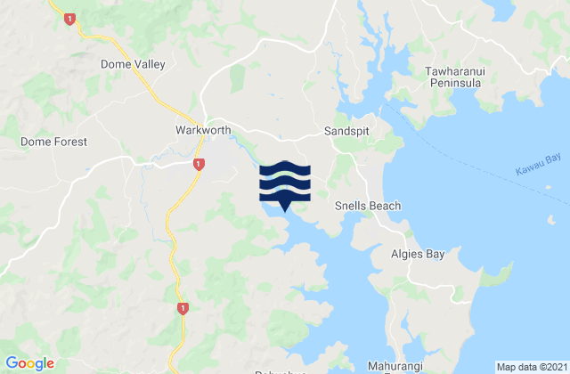 Mapa de mareas Warkworth, New Zealand