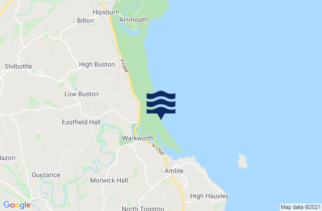 Mapa de mareas Warkworth Beach, United Kingdom