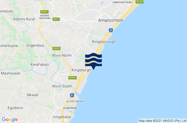 Mapa de mareas Warner Beach, South Africa