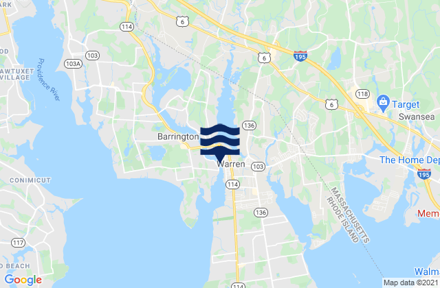 Mapa de mareas Warren Narragansett Bay, United States