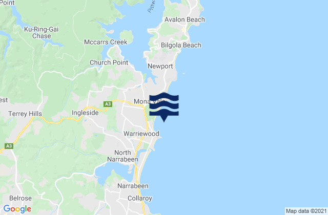 Mapa de mareas Warriewood, Australia