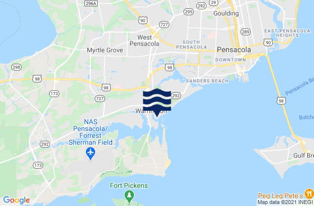 Mapa de mareas Warrington, United States