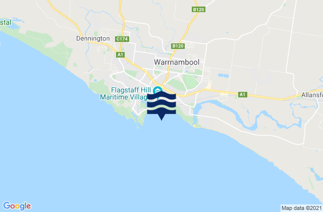 Mapa de mareas Warrnambool Bay, Australia