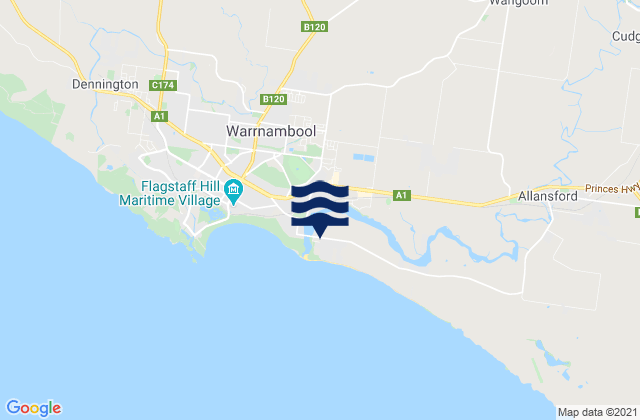 Mapa de mareas Warrnambool, Australia