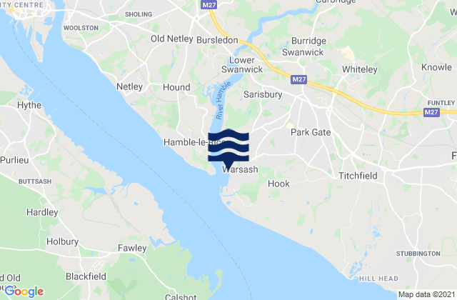 Mapa de mareas Warsash, United Kingdom