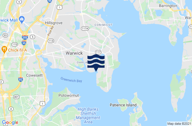 Mapa de mareas Warwick Cove, United States