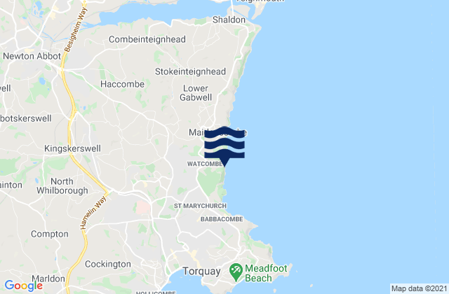 Mapa de mareas Watcombe Beach, United Kingdom