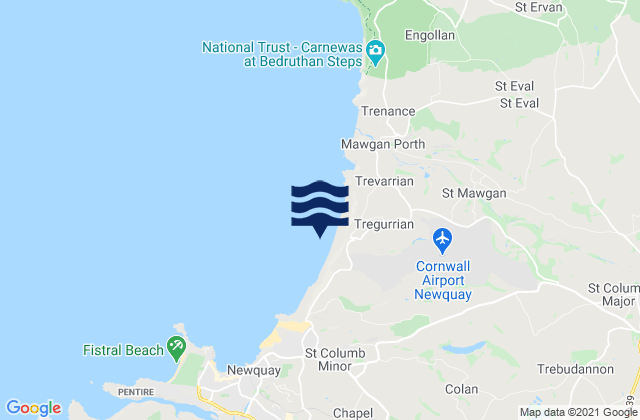 Mapa de mareas Watergate Bay Beach, United Kingdom