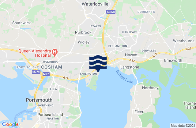 Mapa de mareas Waterlooville, United Kingdom
