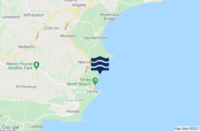 Mapa de mareas Waterwynch Bay Beach, United Kingdom
