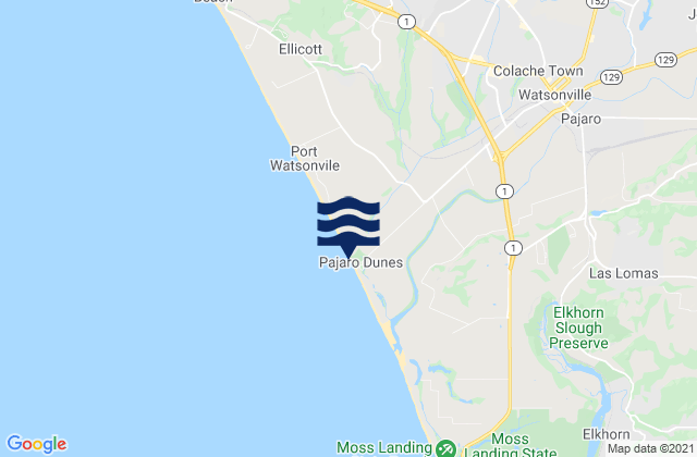 Mapa de mareas Watsonville, United States