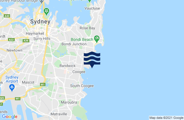Mapa de mareas Waverley, Australia