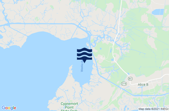 Mapa de mareas Weeks Bay (Vermilion Bay), United States
