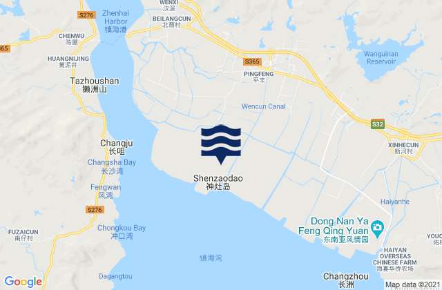 Mapa de mareas Wencun, China