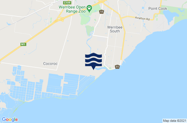 Mapa de mareas Werribee, Australia