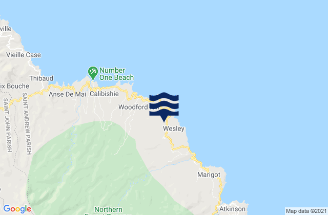 Mapa de mareas Wesley, Dominica