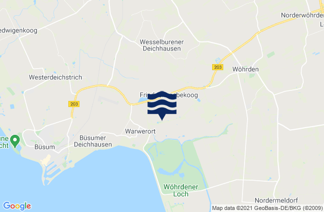 Mapa de mareas Wesselburener Deichhausen, Germany