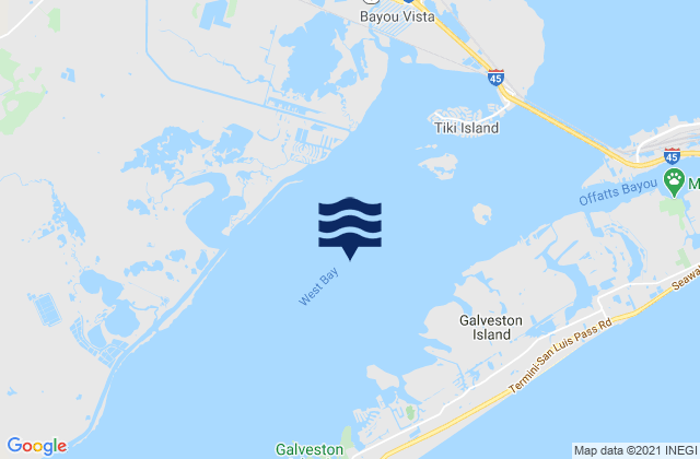 Mapa de mareas West Bay, United States