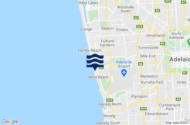 Mapa de mareas West Beach, Australia