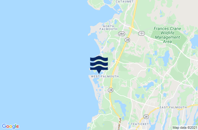Mapa de mareas West Falmouth, United States