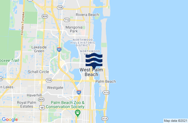 Mapa de mareas West Palm Beach, United States