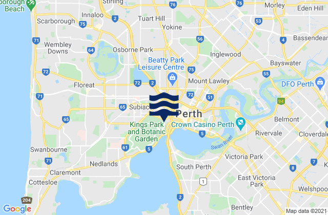 Mapa de mareas West Perth, Australia