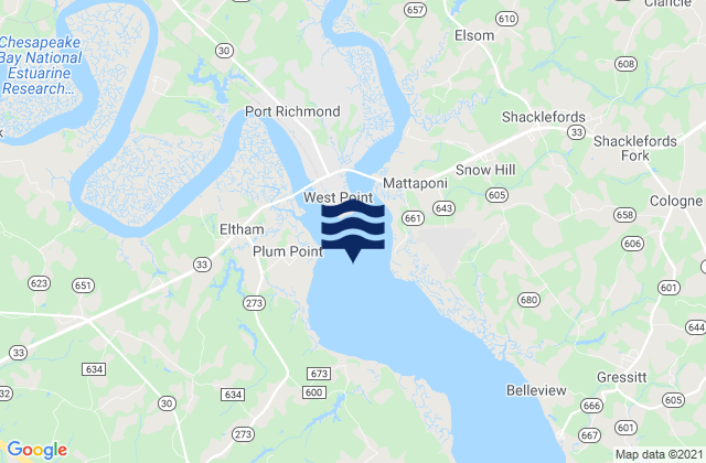 Mapa de mareas West Point 0.8 mile below, United States
