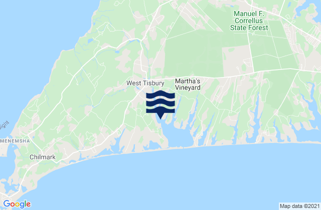 Mapa de mareas West Tisbury, United States