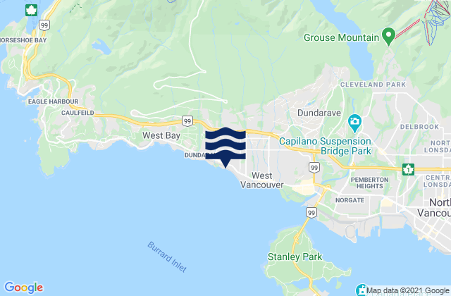 Mapa de mareas West Vancouver, Canada