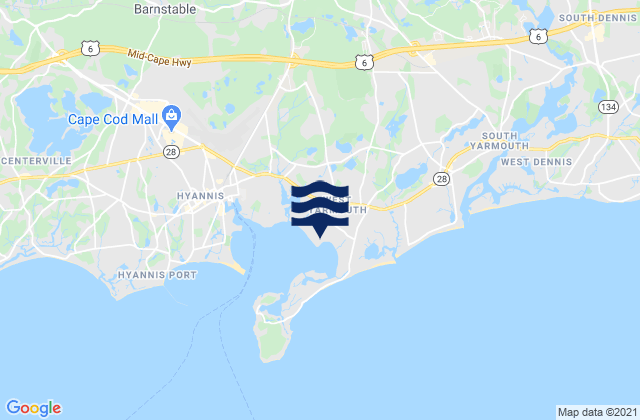 Mapa de mareas West Yarmouth, United States