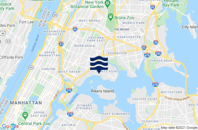 Mapa de mareas Westchester Avenue Bridge, United States