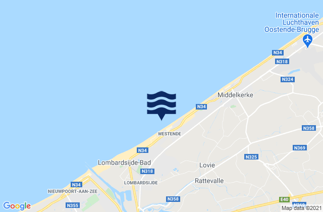 Mapa de mareas Westende, Belgium